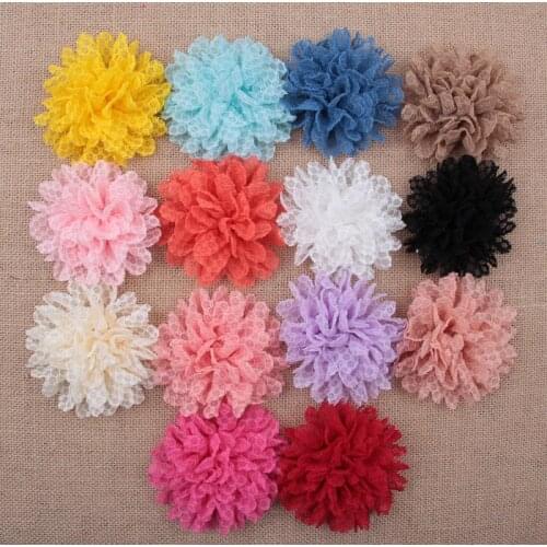 10pcs/lot 4" 14 Colors Hot Sale Solid Ballerina Lace Flower For Girl Hair Accessories Artificial Fabric Flowers For Headbands