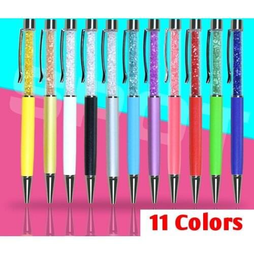 1000Pcs Beautiful Crystal Roller Metal Ballpoint Pen Big Diamond Student Gift Creative Festival Advertising Wholesale 11 Colors