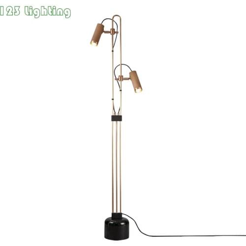 American Retro Floor Lamp Marble Base Foyer Bedside Floor Lights Gu10 Bulb Brass Atmosphere Rotatable Lighting Fixtures