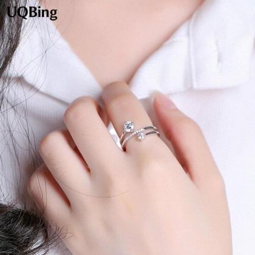 Free Shipping 925 Sterling Silver Crystal Multi Layer Rings Jewelry Christmas Gift Women Jewelry Finger Rings