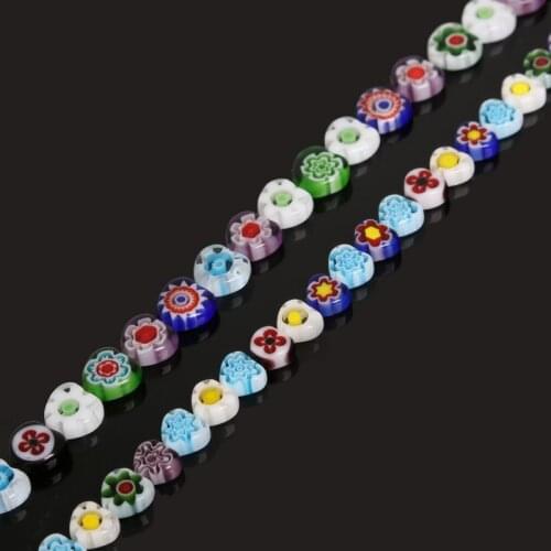 Heart Beads 8mm 10mm Colorful Millefiori Flower Lampwork Glass Loose Beads Making Fashion Jewelry For Jewelry Making