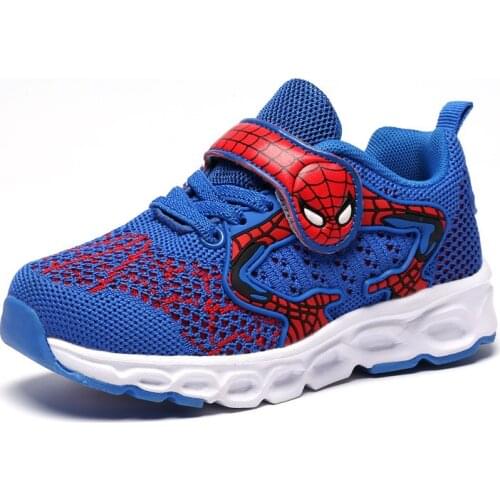 Disney New Cartoon Boys Spiderman Shoes Child Luminous Sneakers Mesh footwear Non-slip Breathable Womens sports shoes DF123
