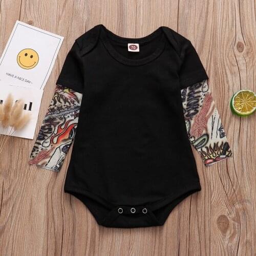 Newborn Infant Baby Romper Tattoo Sleeves jumpsuit 0-24Months 2020 New Tattoo Sleeves Baby Rompers