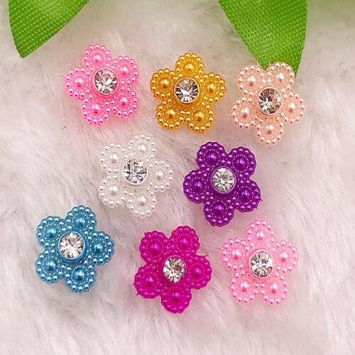 DIY 25pcs Mix AB14mm Resin 3d Flower Flatback Rhinestone Wedding Buttons Crafts