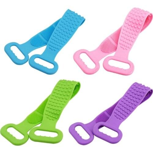 Unisex Double-sided Silicone Bath Towel Rub Back Dirt Strip Bathing Brush Back Massage Clean Towel Bathroom Tool