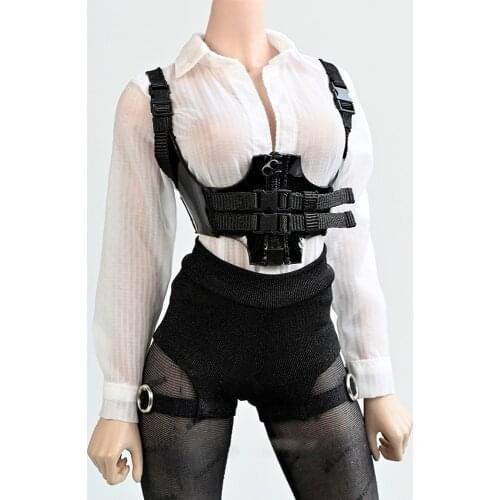 1 6 Scale Female Soldier Functional Wind Sling Waist Seal Patent Leather Dark Black 12'' Action Figure Female Body Accessories
