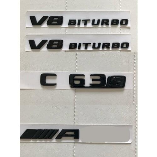 Gloss Black C63s for AMG V8 BITURBO Sticker Decal Emblem Badge Package for C63 C63s