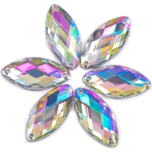 DIY Flatback Stone Two Holes The Shape Of Horse eye Sewing Crystal Acrylic Rhinestone For Clothes Crafts Jewelry