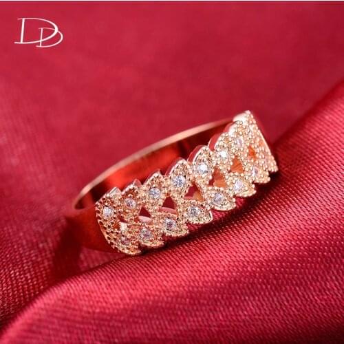 DODO Romantic Rings For Women AAA Zircon Rose Gold Color Fashion Jewelry Leaves Design Pageant Wedding Accessories Bague Dd134