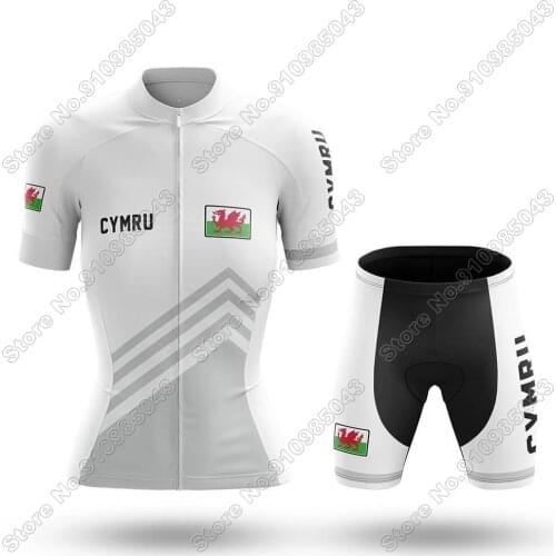 Cymru S5 White - Women - Cycling Jersey Set Summer Cycling Clothing Road Bike Shirts Suit Bicycle Bib Shorts MTB Ropa