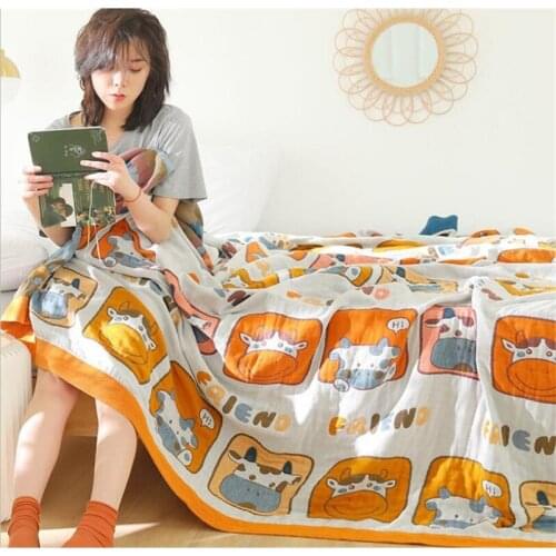Gauzed Cotton Summer Blanket Air Conditioner Room Soft Blanket Adult Office Nap Muslin Sleeping Blanket 150x200cm 200x230cm