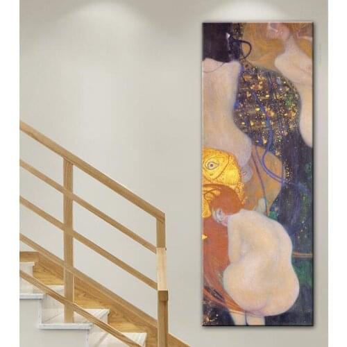 Gustav Klimt Goldfish Oil Paintings on Canvas Famous Posters and Prints Cuadros Wall Art Picture for Living Room Home Decoration