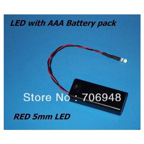 MIX 5pcs RED 5mm LED Diode WITH AAA BATTERY PACK & SWITCH