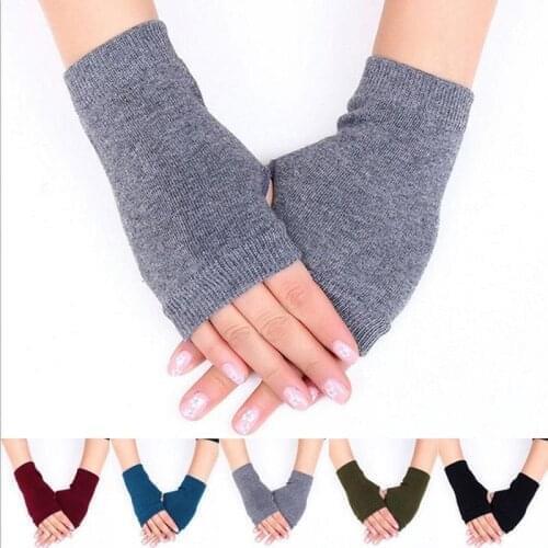Fashion Women Hand Winter Warmer Gloves Stretchy Arm Crochet Knitting Faux Wool Mittens Long Fingerless Solid Color Gloves