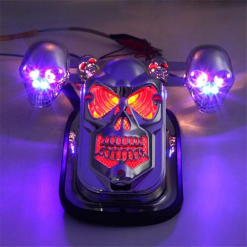 1 set 12V 20W Motorcycle Electromobile Modified Skull Shape Taillight Ghost Head LED Brake Taillight Accessories JOKER Model