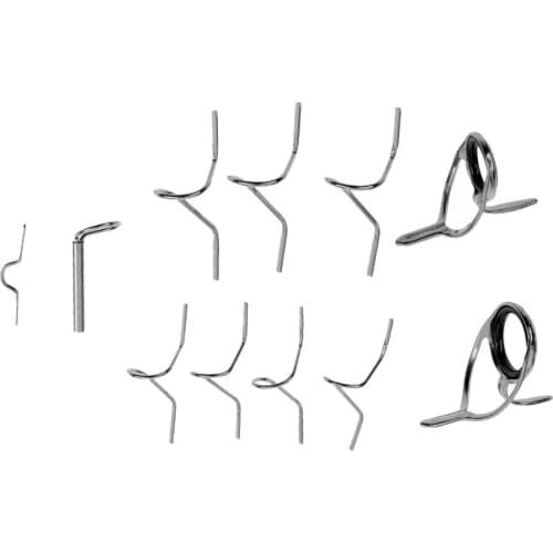 11 Pieces Fly Fishing Rod Guide Set Building Wrapping 9FT 4-6WT Hard Snake Guide Tip Hook DIY Eye Rings Different Size