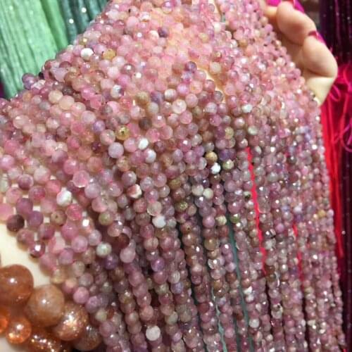 Natural Stone Red tourmaline Small Beads Faceted Loose isolation beads for Jewelry Making DIY Necklace Bracelet Accessories