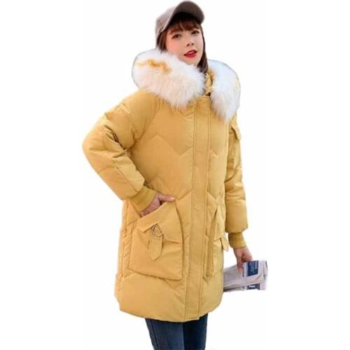 2019 New Students Winter Parkas Women Down cotton jacket Plus size Hooded Fur collar Outerwear Female Cotton-padded Jackets G472