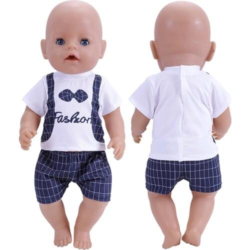 18 Inch Doll Clothes Fashion Baby Born Gentleman Suit T-shirt + Pants for Baby Girl Birthday Gift Doll Customizing Supplies Gift