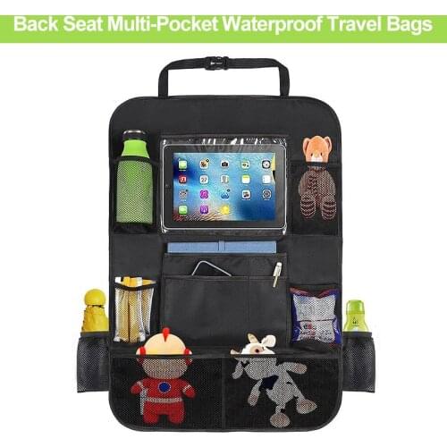 Car Storage Organizer Kids for Small Items Stowing Back Seat Multi-Pocket Waterproof Travel Bags Auto Accessory Tablet Holder