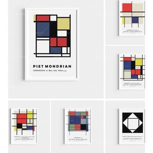 Piet Mondrian works, Bauhaus posters, geometric modernist prints, mid-century modernist decorations, gifts for new homeowners