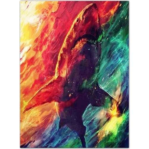 Full square 5D DIY Diamond Embroidery shark Diamond Painting Cross Stitch Square Rhinestone Mosaic Decoration Childrens gifts