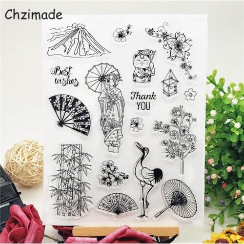 Chzimade Japanese Girl Transparent Clear Stamps Silicone Seals Scrapbooking Stamping For DIY Photo Album Card Making