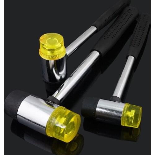 25/30/35/40mm Rubber Hammer Leather Double Face Soft Touch Hammer Black Plastic Coated Grip Double Head Rubber For Hammer