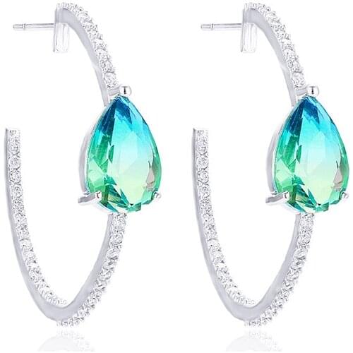 Lucky Sonny Brazil Hoop Earrings With 3 Color Crystal Huggie Brincos Semi Joyas Women Female Aretes Joyeria