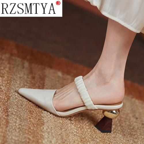 2021 Style Summer Women 6cm High Heels Mules Shales Slides Casual Strange Heels Slippers Sexy Fashion Shoes
