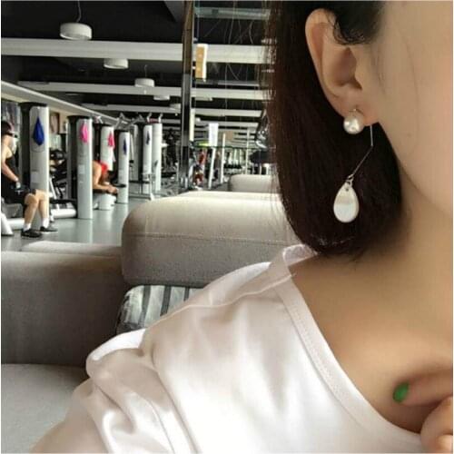 Vintage Minimalist Water Drops Pearl Shell Earrings Folding Linear Earrings Jewelry For Female Pendant Earrings Wholesale