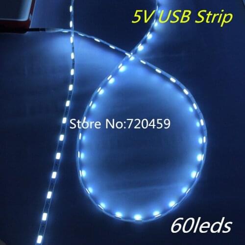 Not Waterproof LED 5730 strip 5V USB Strip Light LED strip of 5mm 60leds/m Super bright Soft article lamp highlighted cold white