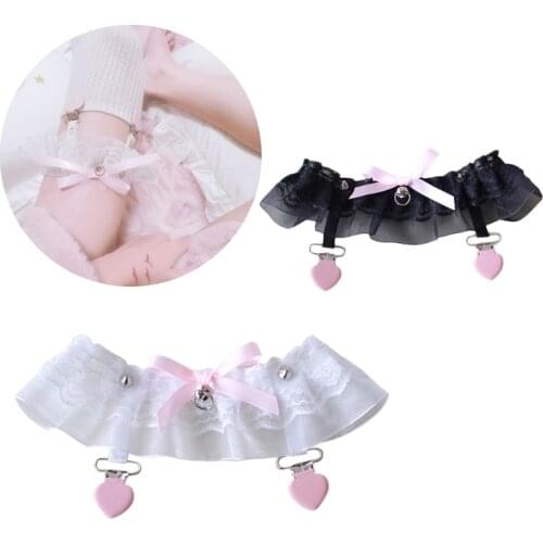 Womens Lace Thigh Garter Knife Accessories Lolita Gothic Style Goth Socks Heart Clip Punk Rivets Bowknot Belt for Thigh Tighs
