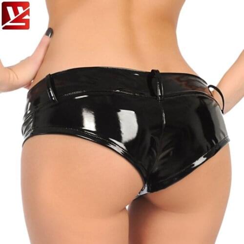 MEISE Plus Size PVC Leather Mini Sexy Shorts Low Waist Hot Short Faux Leather Club Wear Hot Female Bermuda Feminina For Women