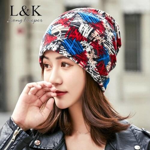 LongKeeper 2019 New Fashion Women Skullies Beanies Caps Spring Autumn Beanie Hat For Ladies Colorful Polyester Casual Scarf