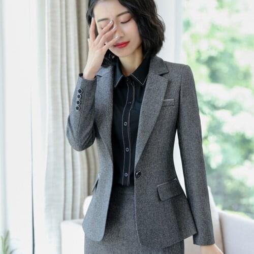 IZICFLY Spring autumn fashion Business gray jacket Slim black blazer feminino Office women coat plus size tops work wear