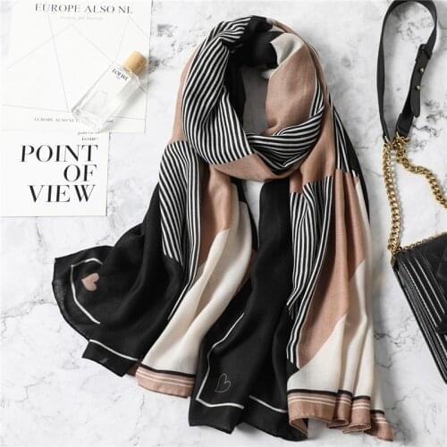 Luxury Brand Long Scarf Women Cotton Bandana Hijab Print Shawl Headband Under Scarves Autumn Winter Warm Foulard 2021 Echarpe