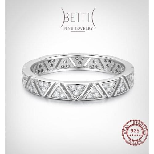 Beitil Fashion 925 Sterling Silver Dazzling Zircon triangle Design Finger Ring For Women Romantic Wedding Fine Jewelry
