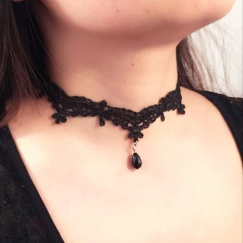 Fashion Necklace White Black Flower Choker Necklace Crystal Elegant Clavicle Lace Necklace Clavicle Charm Chain For Women