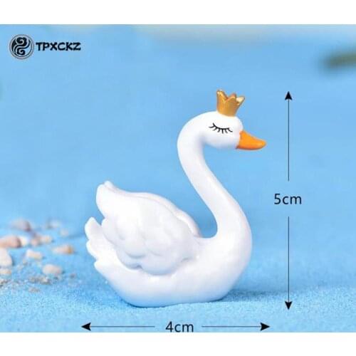 1PCS DIY Swan Black White Cygnus Goose Lake Model Statue Figurine Micro Crafts Ornament Miniatures