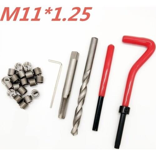 10PCS Car Engine Block Restoring Damaged Thread Repair Tool Kit M11X1.25MM Auto Helical Coil Insert Garage Tools