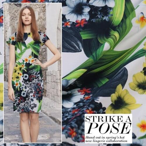 114CM 21MM Colorful Floral Print Silk Crepe Fabric for Summer one-piece Dress Shirt Clothes Pants B092