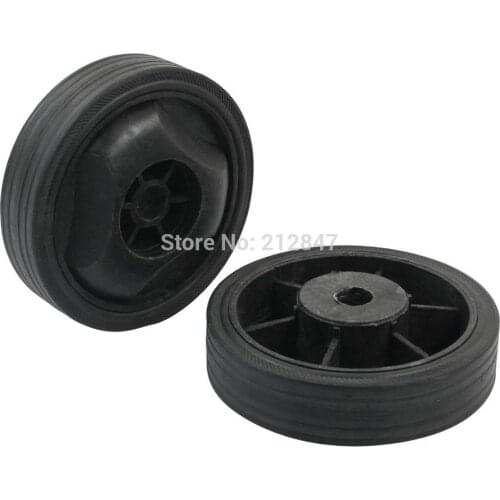 2 Pcs 16.5 mm Hole Dia 12cm OD 30mm Width Trundle Black Plastic Anti-Slip Wheels for Air Compressor