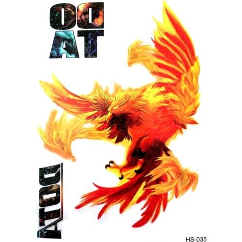 3pcs Phoenix Waterproof Temporary Tattoos Men harajuku bird of wonder Flash Gold Powder Tattoo secular bird tatuajes tatoo