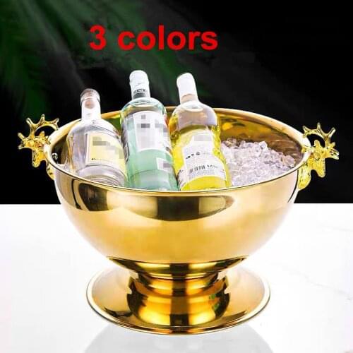 304 stainless steel Deer Head ear GOLD SILVER CHAMPAGNE big ICE BUCKET BOWL CHAMPAGNE Large champagne bar bucket