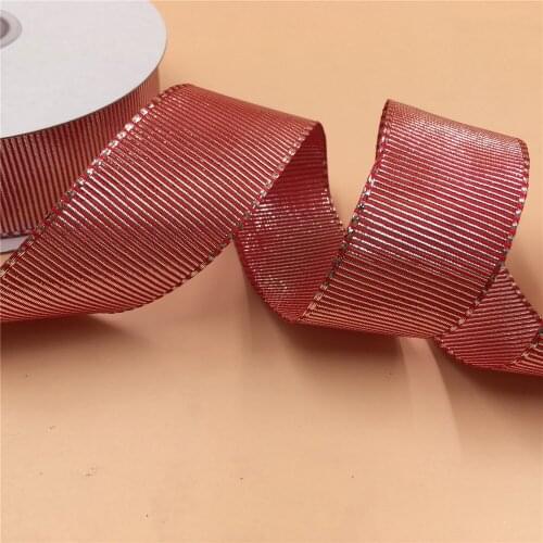 N2025 38mm X 25yards Wired Edge Red/Silver Grosgrain Lurex Metallic Ribbon . Gift Bow,Wedding,Cake Wrap,Tree Decoration,Wreath