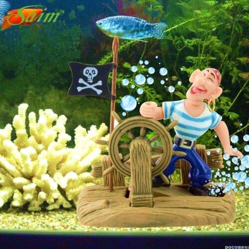 4" Saim Pirate Ships Live Action Aquarium Ornaments Acuario Creative Fish Tank Decorative Resin Landscape Aquarium Decoration