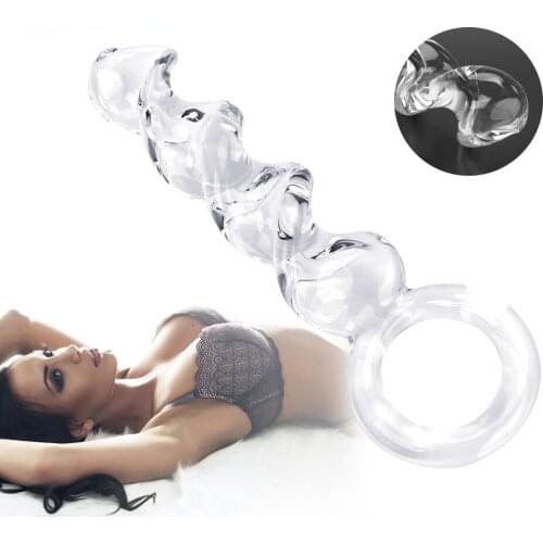 Crystal Butt Plug Vagina Ball Long Pyrex Glass Anal Dildo Spiral Bead Adult Masturbate Sex Toys for Women Men Gay