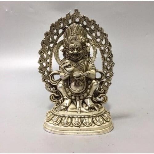 Antique Tibet Buddhism bronze white copper and silver gilt (Vajra Buddha) Mahakala god Buddha Ganesha Statue home decoration