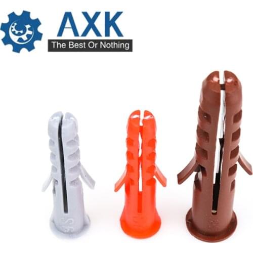 Free Shipping M4/M5/M6/M8/M10 Ribbed Plastic Anchor Wall Plastic Expansion Pipe Tube Wall Plugs Drywall Screw Yellow green gray